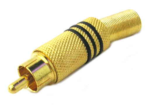 RCA Plug with Spring Solderless Gold 